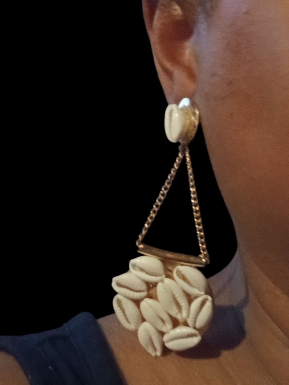 Shell Drop Dangle Earrings - White Gold Tone